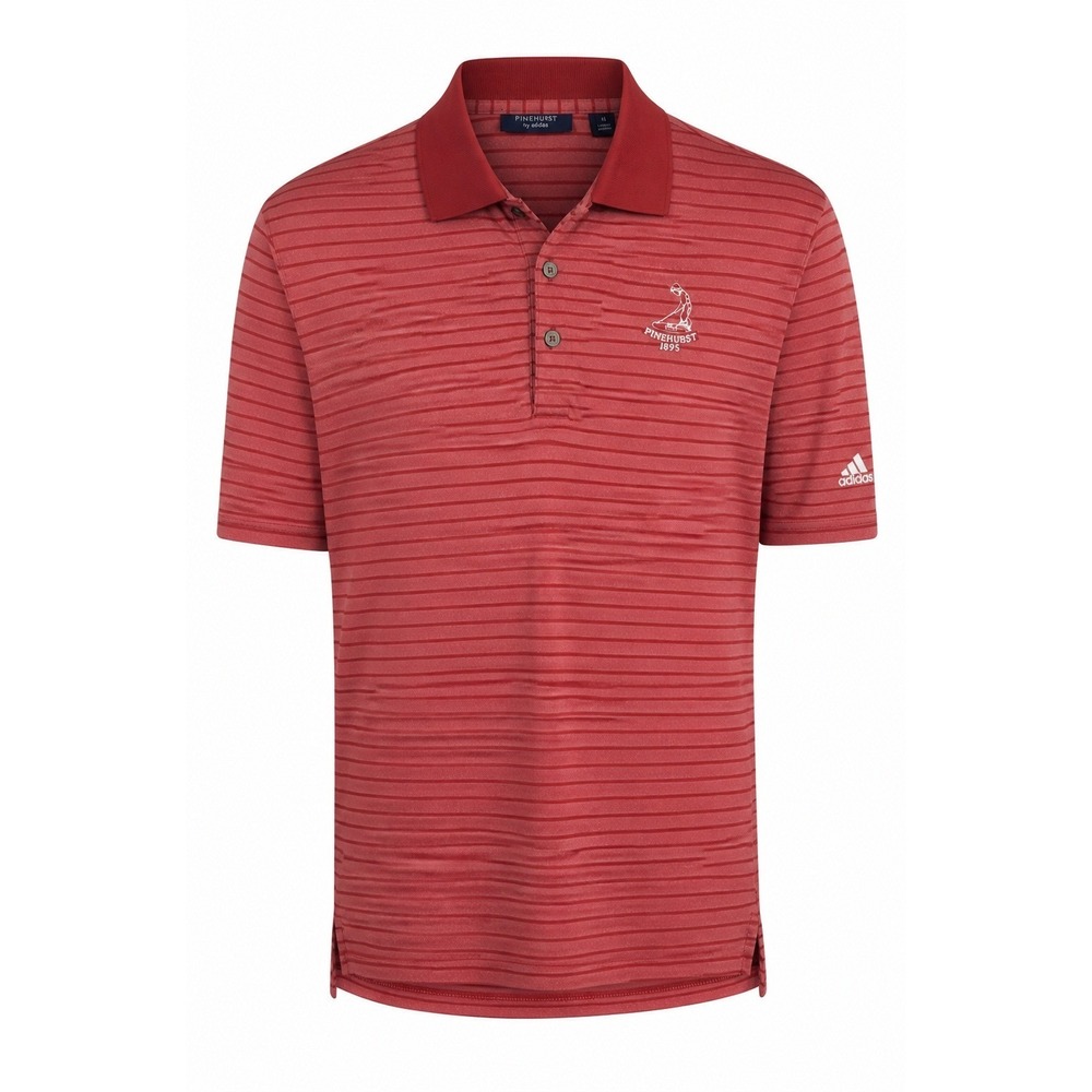 Pinehurst 1895 Adidas Golf Polo Shirt Mens Medium Red Striped Performance Golf